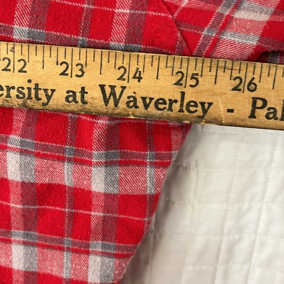 Rustic Ridge Red and Gray Flannel with Brown Corduroy Neck and Cuff Accent - Picture 5 of 8
